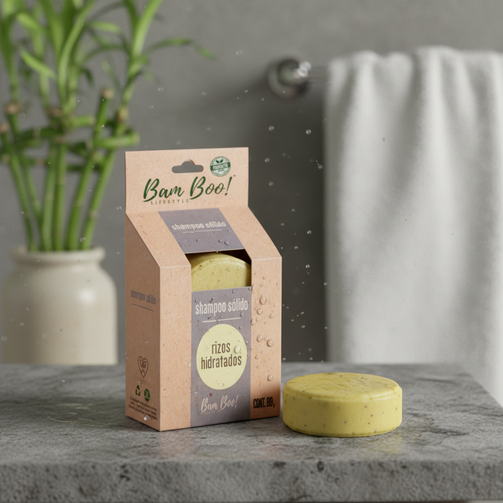 Shampoo Sólido Artesanal para Rizos Hidratados | 80 g | Bam Boo! Lifestyle
