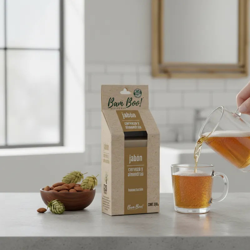 Jabón Artesanal de Cerveza y Almendras | 100 g | Bam Boo! Lifestyle