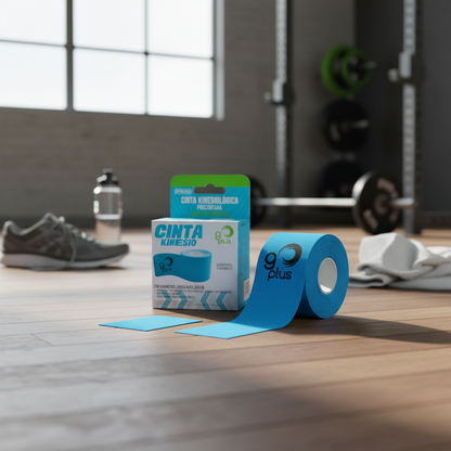 Cinta Kinesiológica Azul 5 m Precortada Go Plus | 20 Tiras | Vendaje Neuromuscular