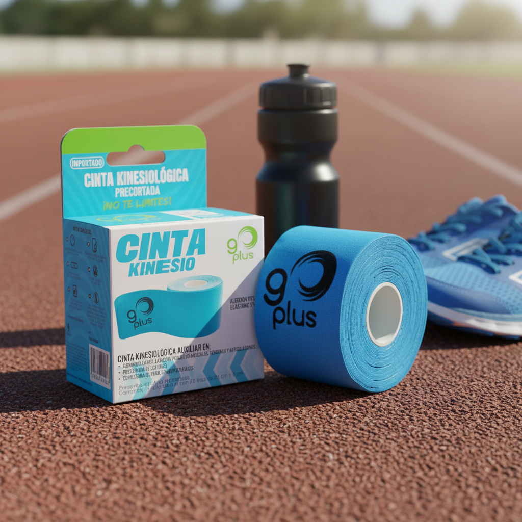 Cinta Kinesiológica Azul 5 m Precortada Go Plus | 20 Tiras | Vendaje Neuromuscular