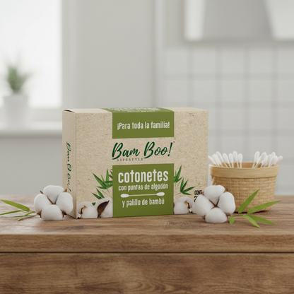 Cotonetes de Bambú con Algodón | 200 Pzas | Bam Boo! Lifestyle