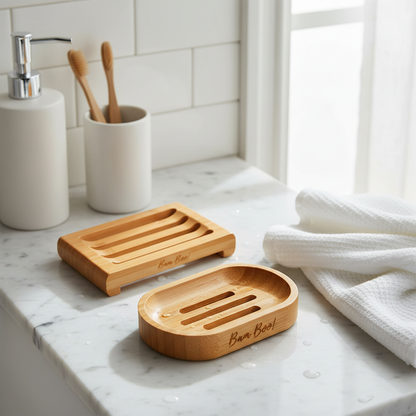 Pack Jabonera Ecológica de Bambú 2 Piezas Bam Boo! Lifestyle | Porta Jabón Natural para Baño