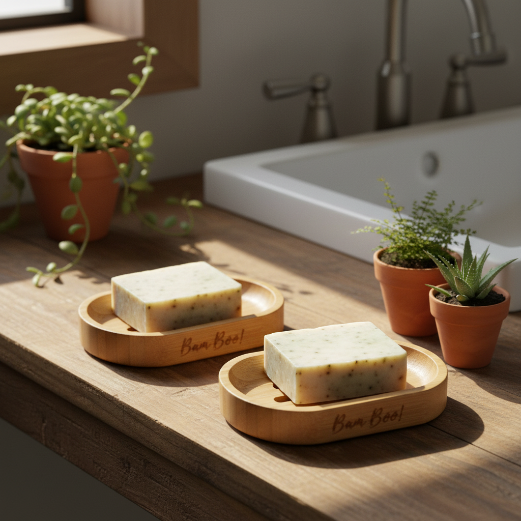 Pack Jabonera Ecológica de Bambú 2 Piezas Bam Boo! Lifestyle | Porta Jabón Natural para Baño