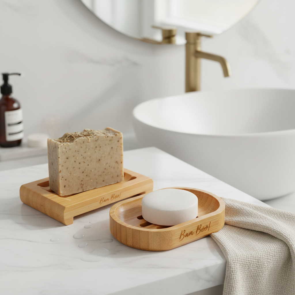 Pack Jabonera Ecológica de Bambú 2 Piezas Bam Boo! Lifestyle | Porta Jabón Natural para Baño