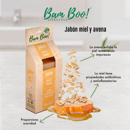 50 Pack Jabón Artesanal Natural Miel Avena 100 G Mayoreo Bam Boo! Lifestyle