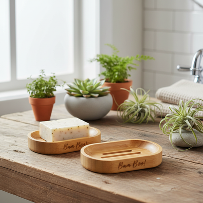 Pack Jabonera Ecológica de Bambú 2 Piezas Bam Boo! Lifestyle | Porta Jabón Natural para Baño