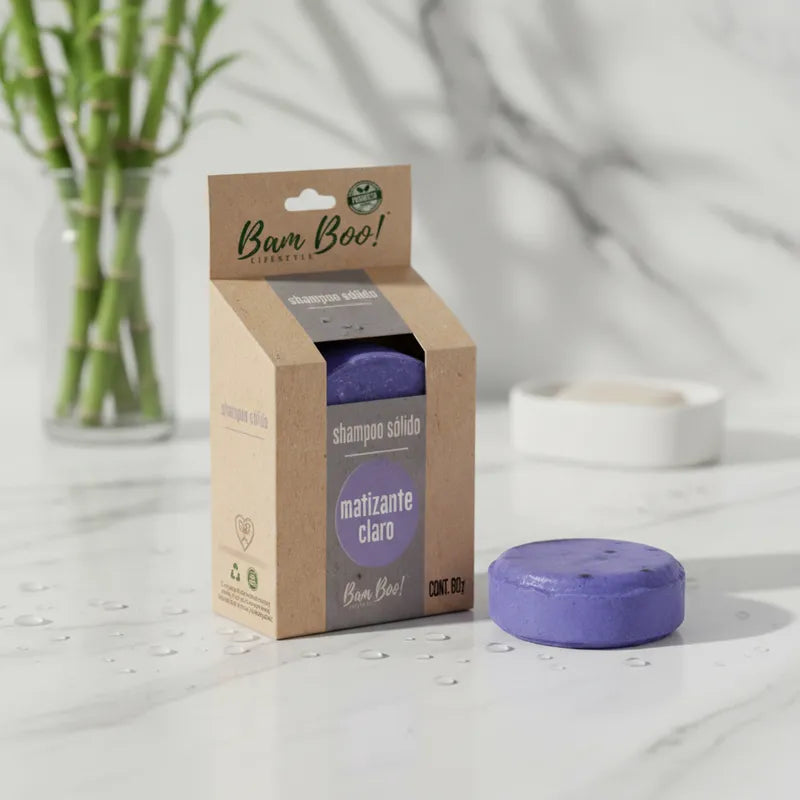 Shampoo Sólido Artesanal Matizante para Cabello Claro | 80 g | Bam Boo! Lifestyle