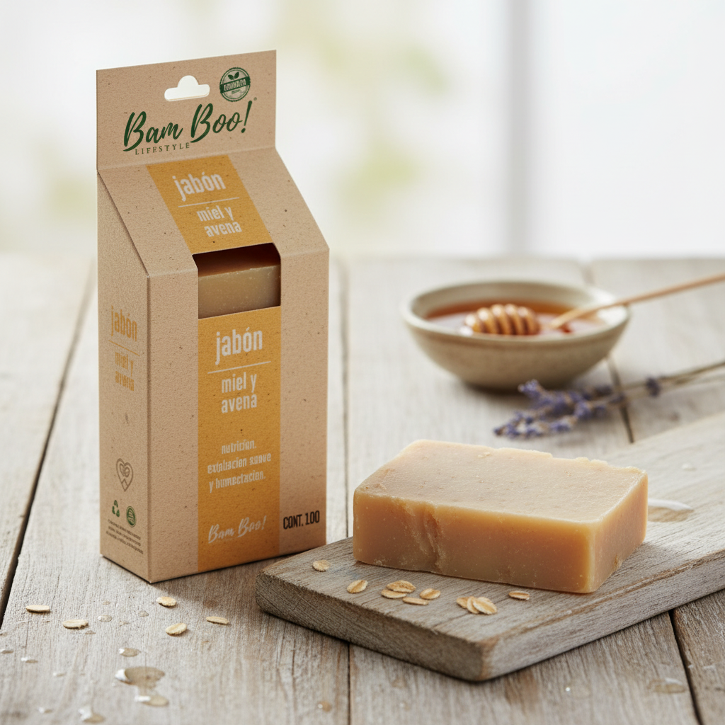 Natural Handmade Soap Honey Oats 100 g Bam Boo! Lifestyle