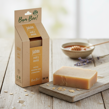 Natural Handmade Soap Honey Oats 100 g Bam Boo! Lifestyle