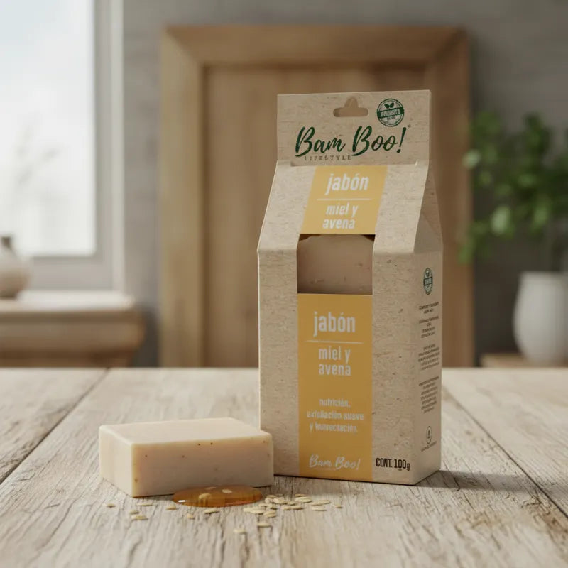 100 Pack Jabón Artesanal Natural Miel y Avena 100 g Mayoreo | Bam Boo! Lifestyle | Cara y Cuerpo