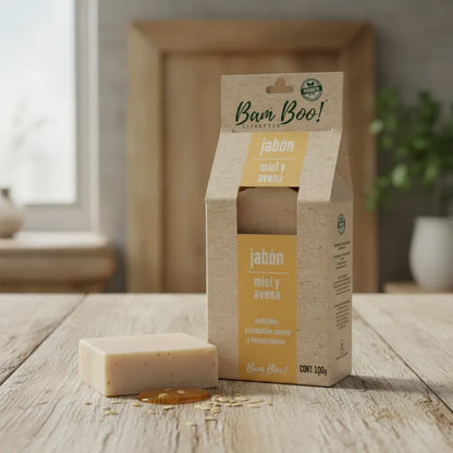 100 Pack Jabón Artesanal Natural Miel y Avena 100 g Mayoreo | Bam Boo! Lifestyle | Cara y Cuerpo