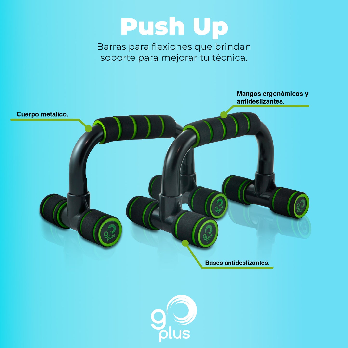 Barras Laterales para hacer Lagartijas Soporte para Push Up Go Plus Color Negro