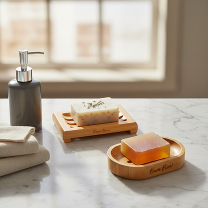 Pack Jabonera Ecológica de Bambú 2 Piezas Bam Boo! Lifestyle | Porta Jabón Natural para Baño