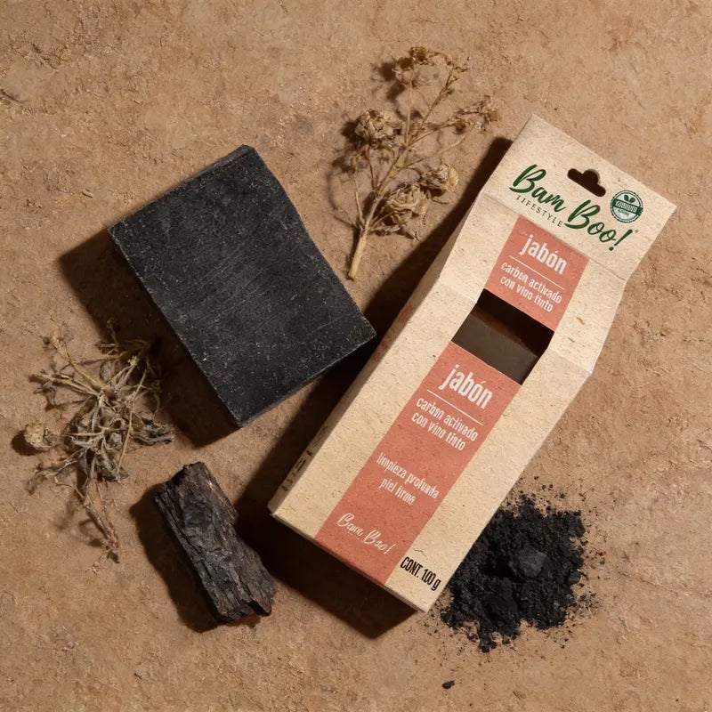 Handmade Soap Activated Charcoal and Red Wine 100 g Bam Boo! Lifestyle