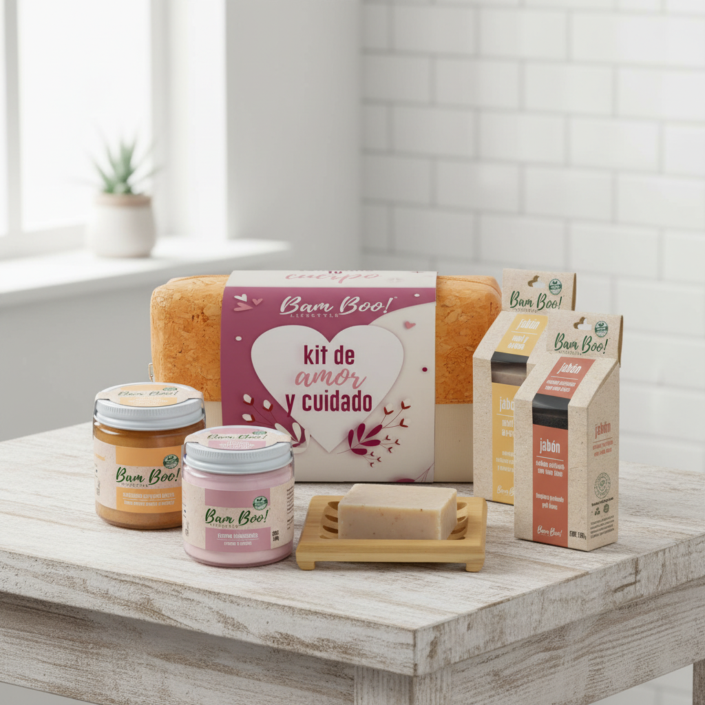 Cosmetiquera Skincare Kit Amor y Cuidado Bam Boo! Lifestyle | Crema, Exfoliante, Jabones y Jabonera