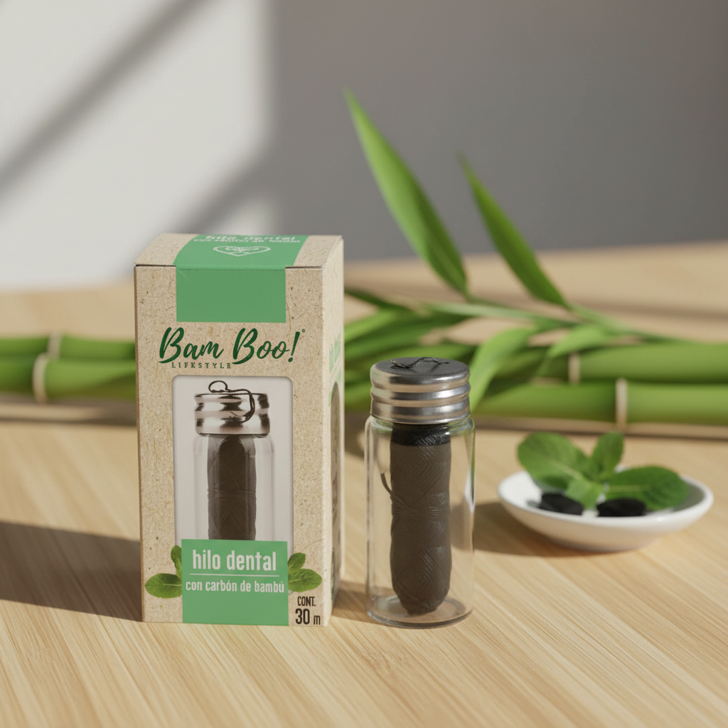 Hilo Dental con Carbón de Bambú 30 m Bam Boo! Lifestyle | Encerado Sabor Menta