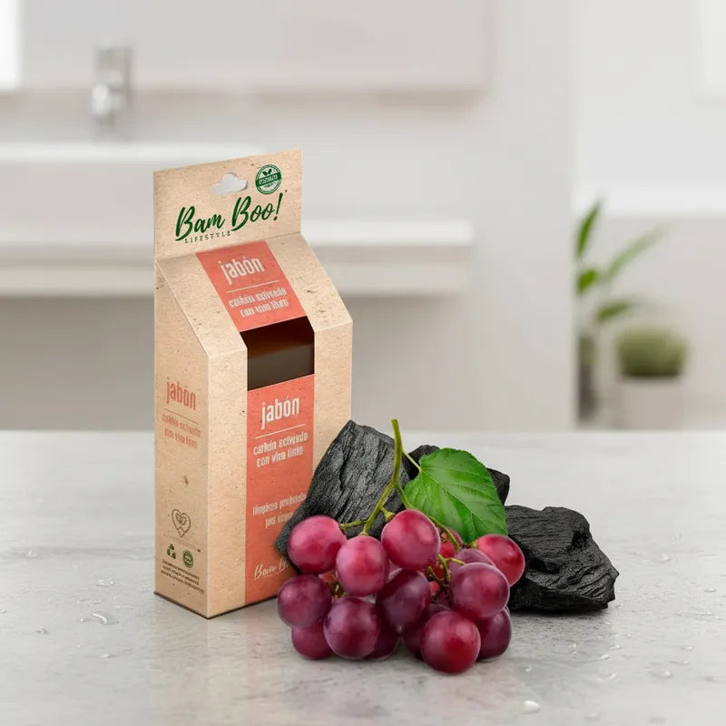 Handmade Soap Activated Charcoal and Red Wine 100 g Bam Boo! Lifestyle