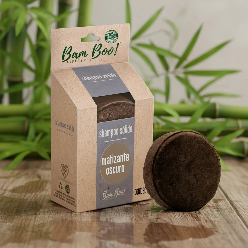 Shampoo Sólido Artesanal Matizante para Cabello Oscuro | 80 g | Bam Boo! Lifestyle