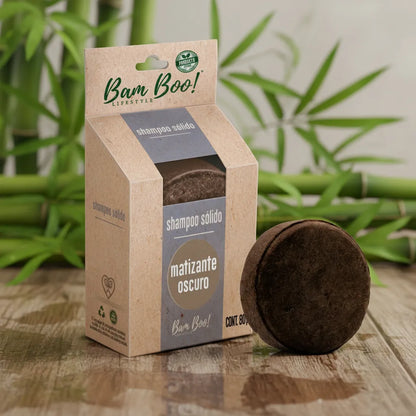 Shampoo Sólido Artesanal Matizante para Cabello Oscuro | 80 g | Bam Boo! Lifestyle