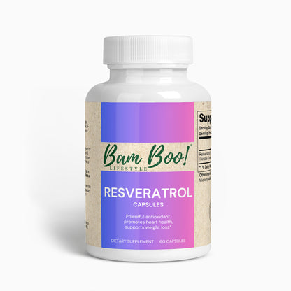 Resveratrol 50% 600mg 60 Capsules Bam Boo! Lifestyle Vitamins & Supplements