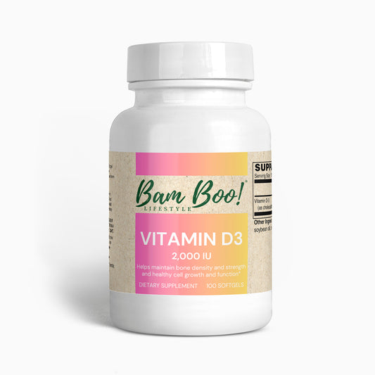Vitamin D3 2,000 IU 100 Softgels Bam Boo! Lifestyle Vitamins &amp; Supplements