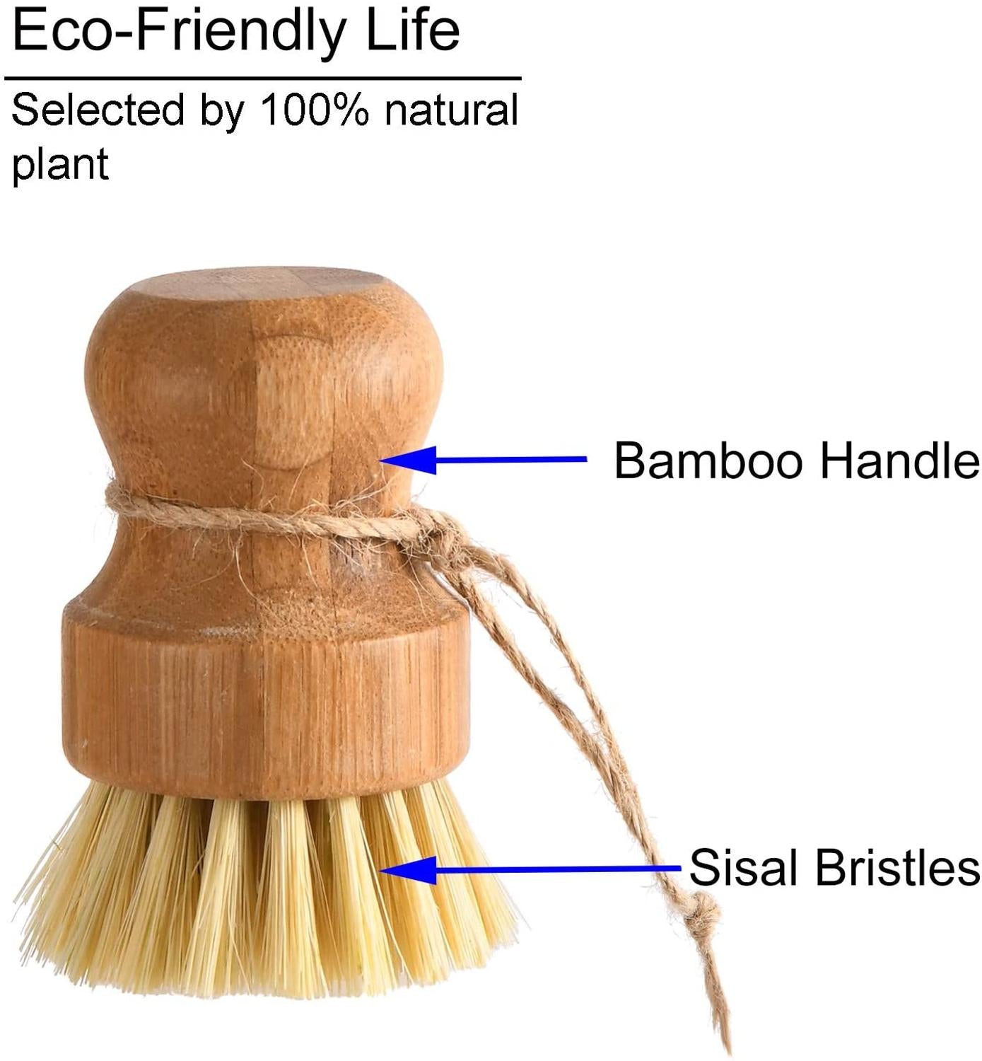 Cepillos de bambú para lavar los platos, estropajo de madera de cocina, lavar sartenes y ollas, con cerdas naturales de Sisal Importado Bam Boo! Lifestyle