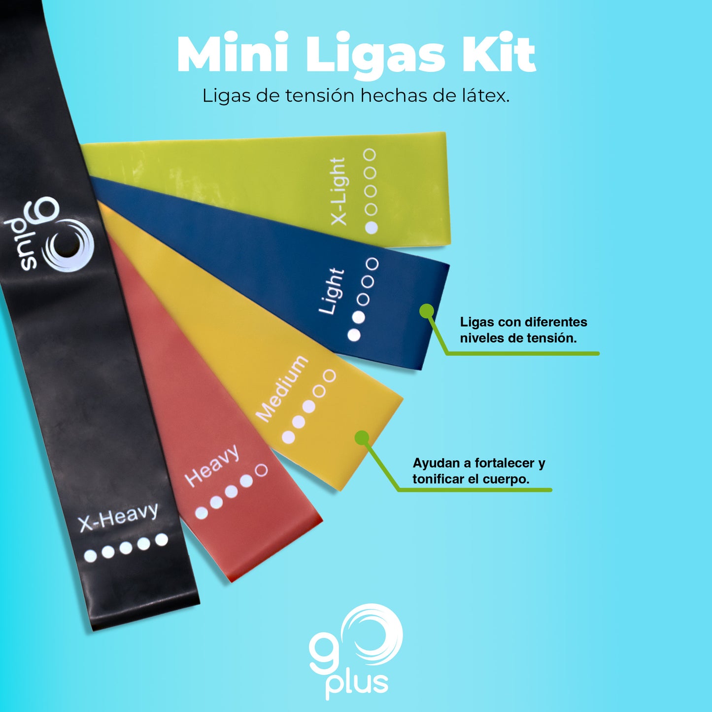 Mini Ligas Kit 5 Bandas de Resistencia Go Plus