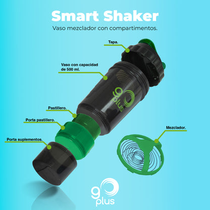 Smart Shaker Mezclador de Proteína Deportivo Verde Go Plus
