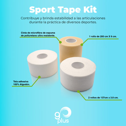 Tela Adhesiva para Vendaje Deportivo Sports Tape Kit! Go Plus