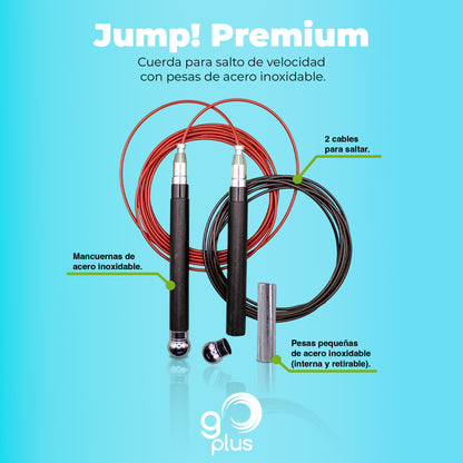 Jump! Premium Cuerda para Saltar Ajustable con Peso Go Plus